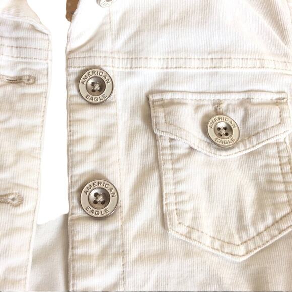 AEO | Cream Off White Corduroy Jean Jacket Small - Picture 4 of 6